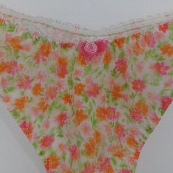 New For Love and Lemons 2 Piece Lounge Set Crop Top Thong Panties Floral M - Picture 9 of 12